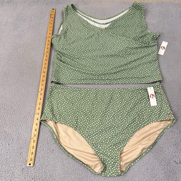 New Honey Mark Swim Set Green Floral Bikini High Waist‎ Full Coverage 5XL - Picture 7 of 8